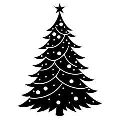 Christmas tree silhouette vector art illustration