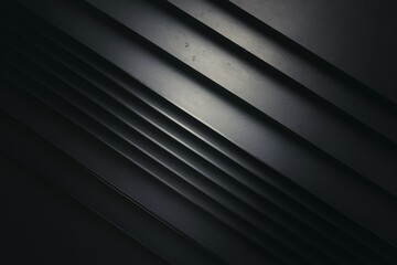 Obraz premium The image is of a close-up background of a black corrugated metal surface with a shiny reflective surface, lit from the right.