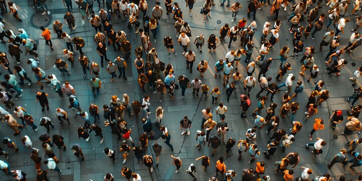 a large group or crowd of people from above
