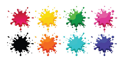 Colorful Watercolor Splashes Dynamic Vector Art Illustration
