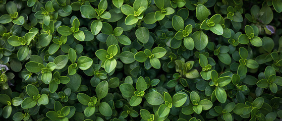 background banner filled with a heap of fresh thyme. 