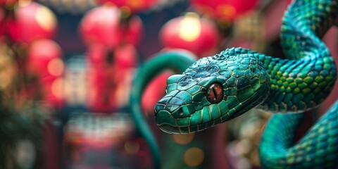 Obraz premium Chinese New Year sumbol: Green Wooden Snake