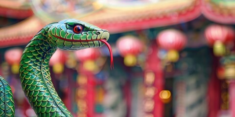Obraz premium Chinese New Year sumbol: Green Wooden Snake