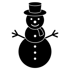 Christmas black snowman icon silhouette vector art illustration