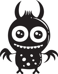 Cute monster silhouette on white background