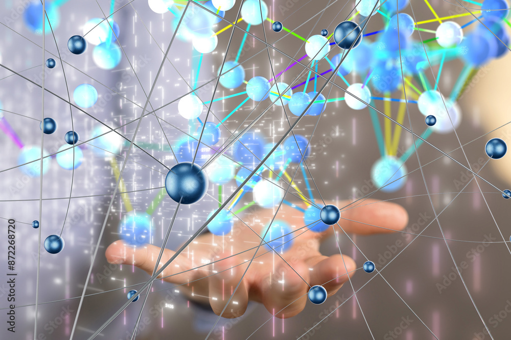 Poster conference digital network and data concept 3d