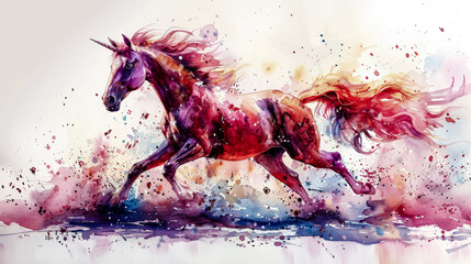 Magical unicorns: mythical creatures in watercolors
