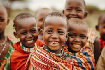 African children in national costumes