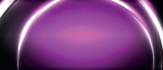 Neon glowing circle rays, light round lines in the dark, planet style neon wave lines. Energetic electric concept design for wallpaper, banner, background