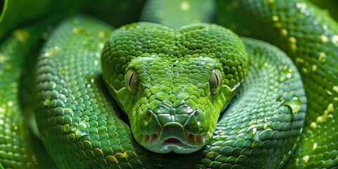 Fototapeta premium symbol of the year 2025: green Wooden Snake