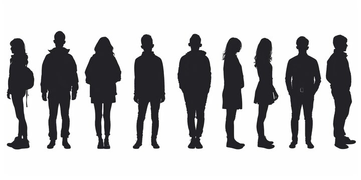 Unknown people silhouettes isolated on white background .