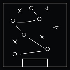Sports tactics and strategy. Scheme of movement of team player. soccer tactic icon for football strategy. Eps 10.