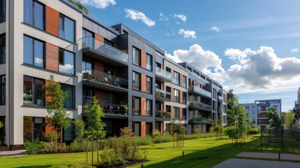 urban apartment complex with innovative energy-efficient windows that contribute to the building's green credentials and reduce the urban heat island effect
