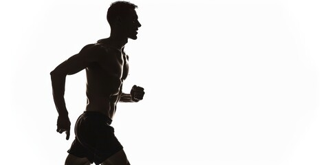 unrecognizable man silhouette doing exercise on isolated white background