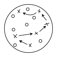 Sports tactics and strategy. Scheme of movement of team player. soccer tactic icon. Eps 10.