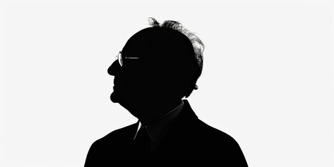 unrecognizable senior silhouette on isolated white background