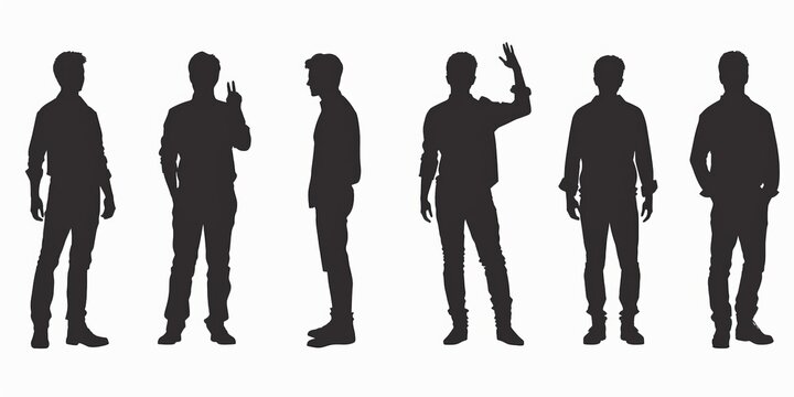 unrecognizable people silhouettes in different poses on isolated white background - Powered by Adobe