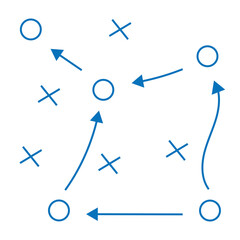 Sports tactics and strategy. Scheme of movement of team player. soccer tactic icon. Eps 10.