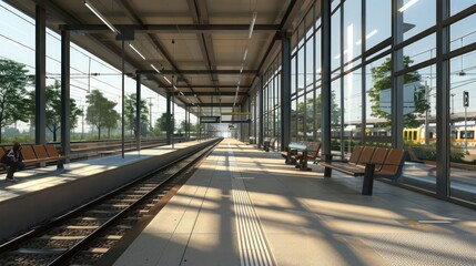 modern train station with energy-efficient windows that reduce the environmental impact while providing passengers with comfortable waiting areas free from drafts and noise