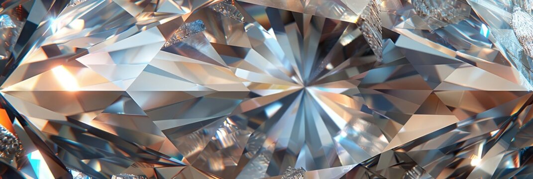 Macro shot capturing intricate textures and light refractions inside a large diamond, high-res image against white backdrop.
