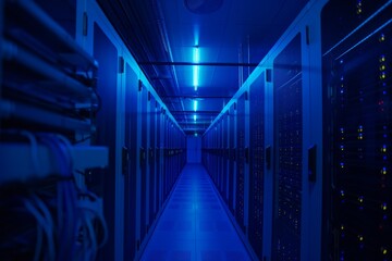 neon blue room for computer system units