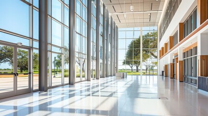 modern city hall with large energy-efficient windows that reduce energy consumption while providing a bright, welcoming space for civic engagement