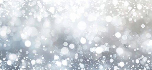Abstract white bokeh background with blurred lights and space for text, light grey and silver colors, white background, banner design Generative AI