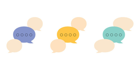 A set of vecor icons of chat messages in cartoon style. Messages in messenger.
