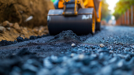 road construction workers and road construction . maintenance service workers working on the road 