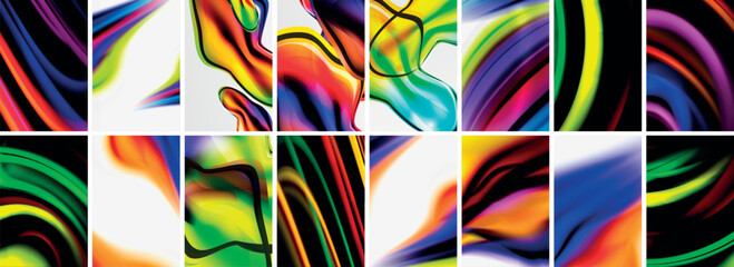 Fototapeta premium Collection of abstract background with waves, colorful shapes and 3d shadow effect. Vector Illustration For Wallpaper, Banner, Background, Card, Book Illustration, landing page