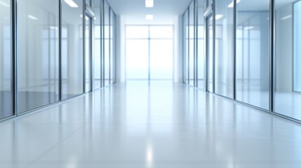 Fototapeta premium Long White Hallway Bathed in Natural Light