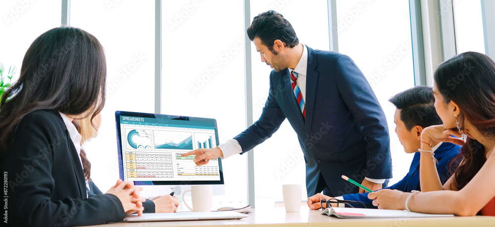 Poster spreadsheet document information financial startup concept. data and graphs in spreadsheet documents