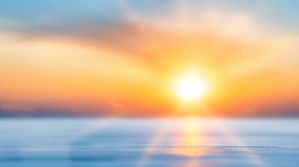 Fototapeta premium Serene Sunset Over Ocean with Gradient Sky and Warm Reflection