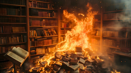 Fire in library 