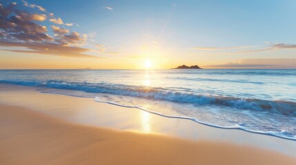Obraz premium Serene Sunraturne Beach Captured in Tranquil Composition