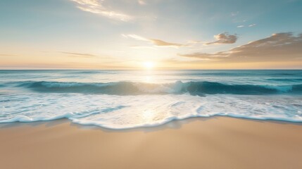 Obraz premium Serene Beach Sunset Scene with Orange Sky and Warm Ocean