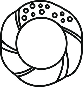 recommend clip art: Simple black and white line art of a round life buoy, providing safety and reassurance in aquatic environments