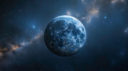 Fototapeta premium Stunning high resolution image of the moon illuminated against the cosmos. Generative AI