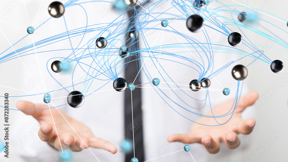 Poster conference digital network and data concept 3d