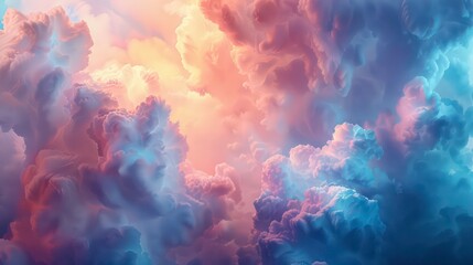 Fototapeta premium Stunning image of a dramatic cloudscape illuminated by a soft, ethereal light. Generative AI