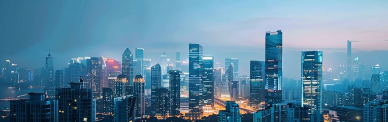 Glowing Cityscape: Real Estate Website Background