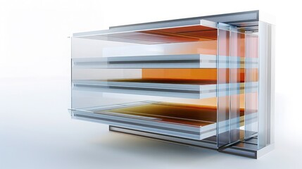 detail of the layering and sealing techniques used in energy-efficient windows, illustrated to show how they prevent heat loss and enhance building sustainability