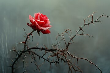 a thorny red rose
