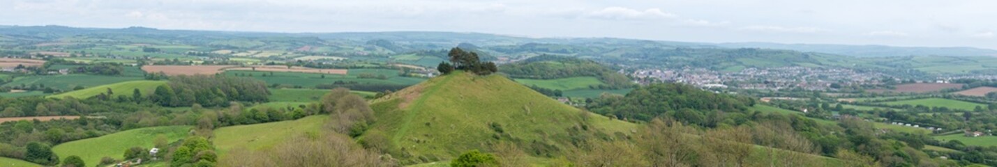 Panoramic photo of Colmers hill in Dorset