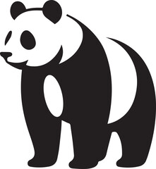 Panda Vector illustration isolated on colorful Set of cute big pandas in different poses. flat vector illustration design. Panda Silhouette Vector illustration.