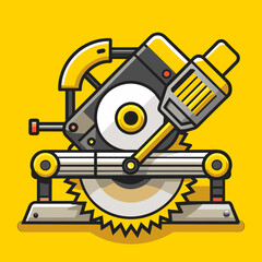 Precision in Focus Miter Saw Vector Illustration