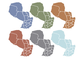 Mapa de Paraguay azul, verde, naranja, rojo, y gris © Gabrieuskal
