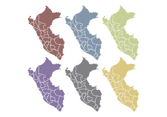 Mapa de Perú rojo, azul, verde, morado, gris y amarillo © Gabrieuskal