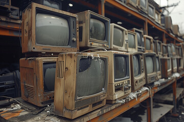 collection of old retro abandoned computers