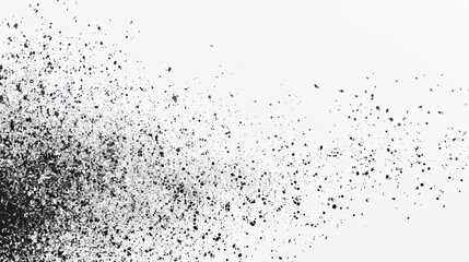 Dotwork abstract background, black grain texture, isolated on white background